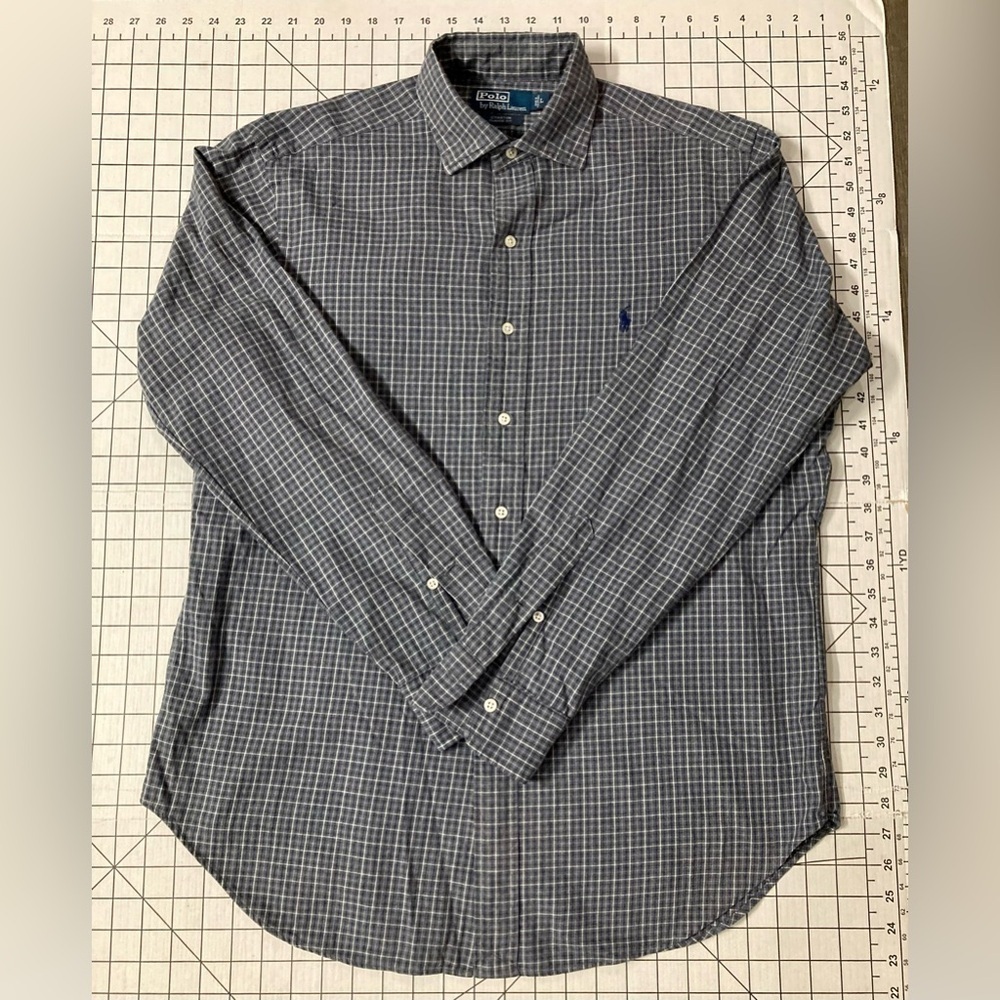 Polo Ralph Lauren Men’s Large‎ Blue-Grey Stanton Classic Fit Button Down Shirt - Picture 2 of 6